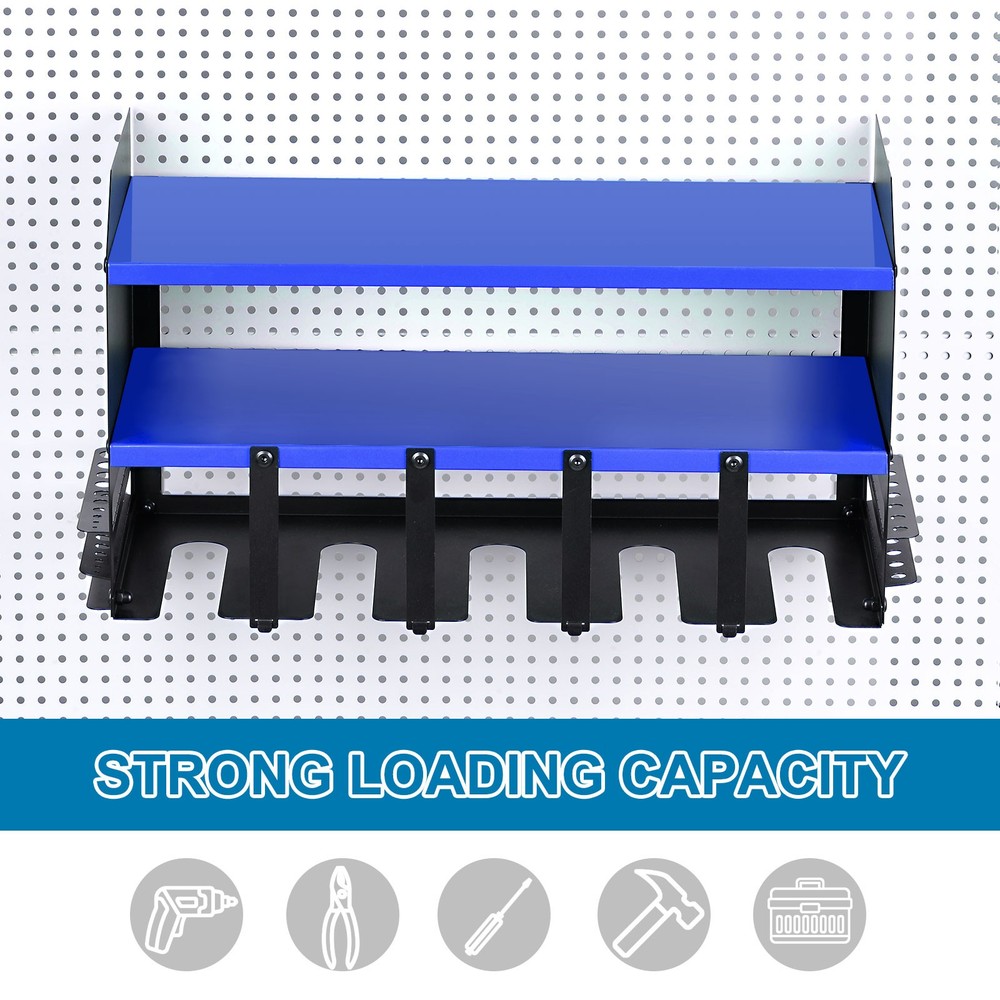 Power Tool Organizer 3 Layers 5 Drill Storage Racks Wall Mounted Style, Blue