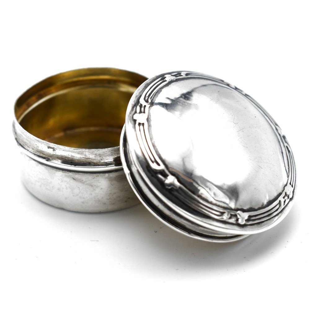 Antique Solid Silver Pill Pot Snuff Box Powder Pot 1921