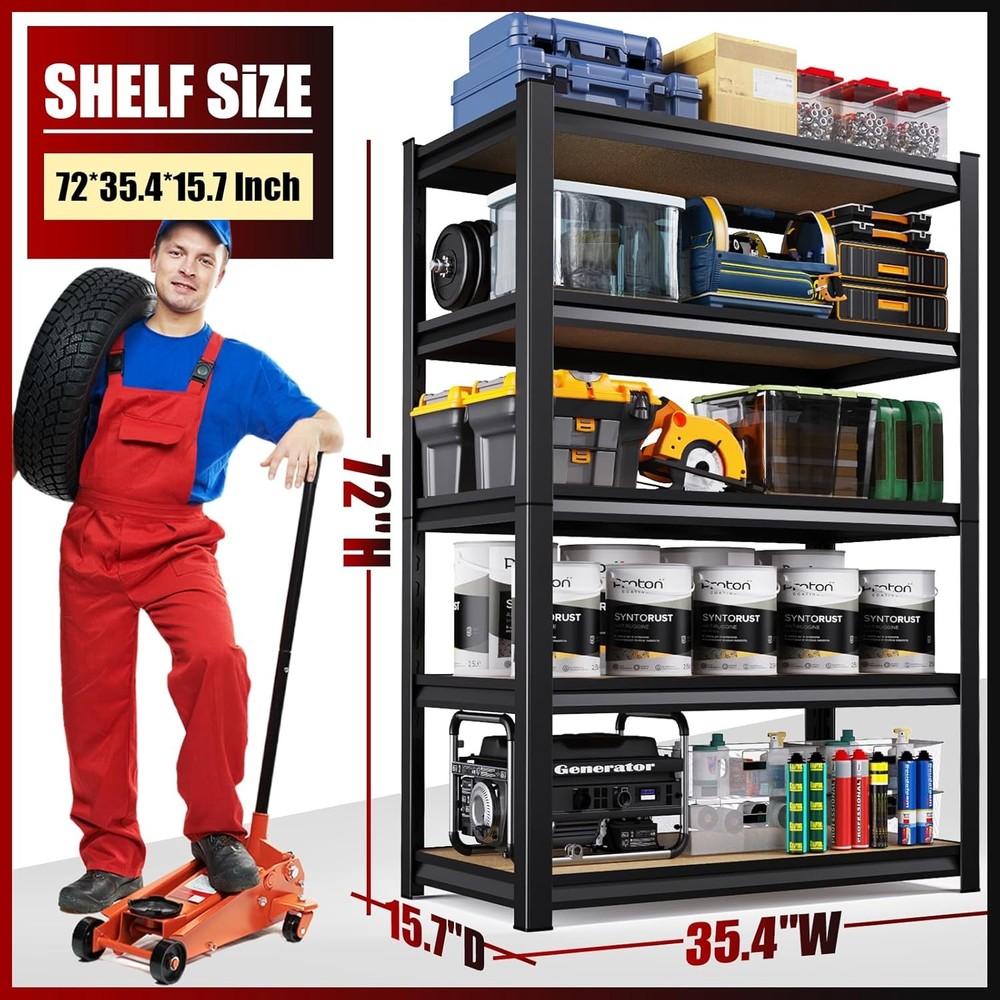 Storage Shelving Rack 5-Tier Adjustable 2000 lbs Load