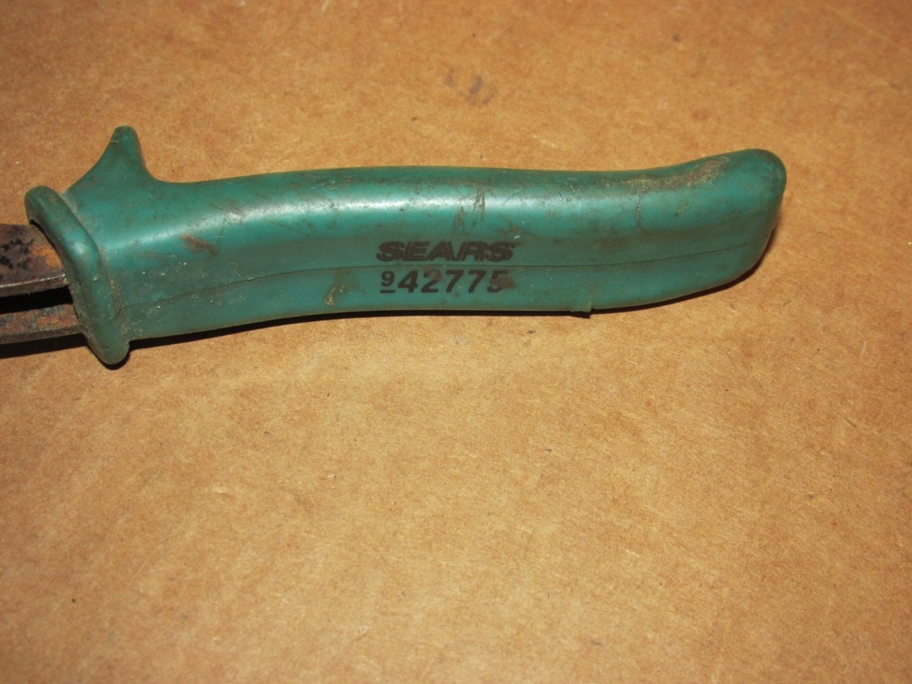 Vintage Sears 9-42775 Right Cut Tin Snips Green Handle Used
