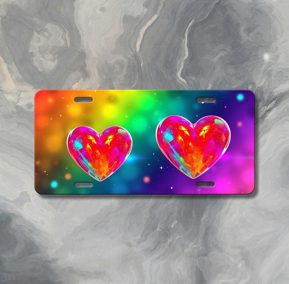 Premium Hearts License Plate Customizable Front Bumper Plate Birthday Gift