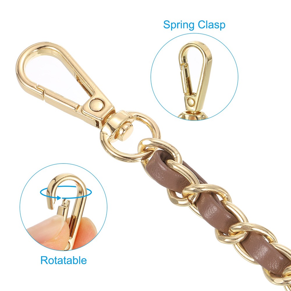 12" Purse Chain Strap, DIY Bag Chain Strap Replacement Adjustable, Brown&Gold