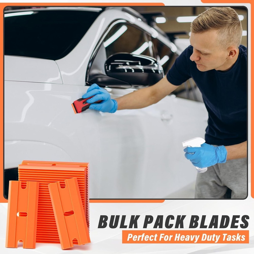 100 Pack Plastic Razor Blades, Blade Refill for Plastic Razor Blade Scraper, Dur