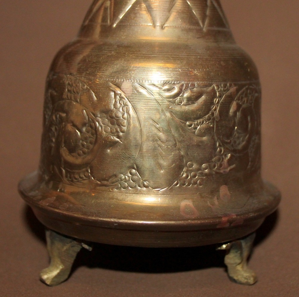 Vintage Islamic ornate brass footed coffee tea pot