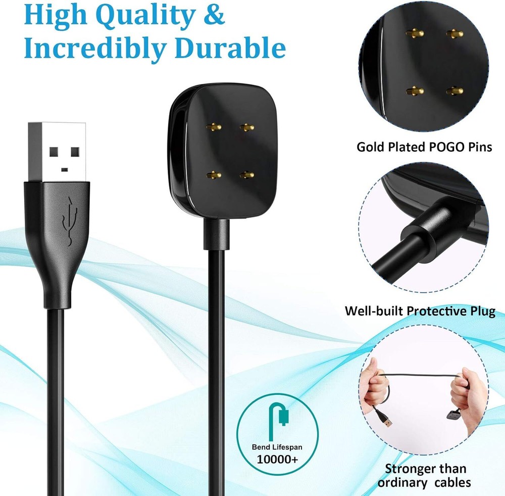Wireless Charger For Fitbit Sense/Versa 3 Watch USB Fast Charging Dock Cable US