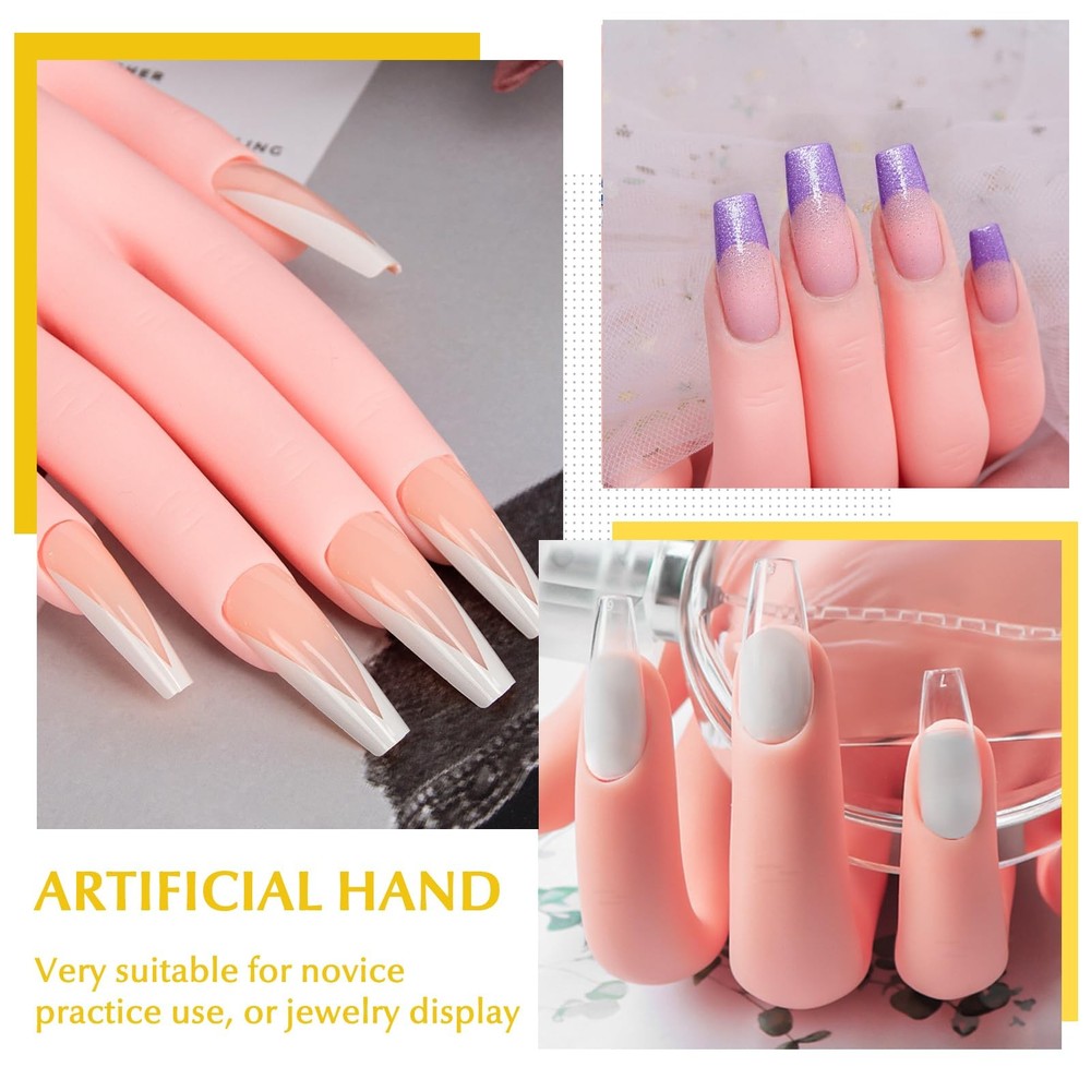 Nail Practice Hand - Practice Nail Tips Art Trainer Training Hand Tool Flexib...