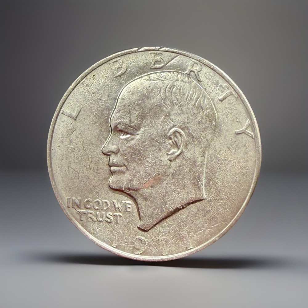 1971-P Eisenhower Ike Dollar - Struck Thru Grease Error - A