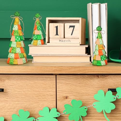 3 PCS St Patricks Day Table Decorations Shamrock Cone Tree Centerpiece Decor
