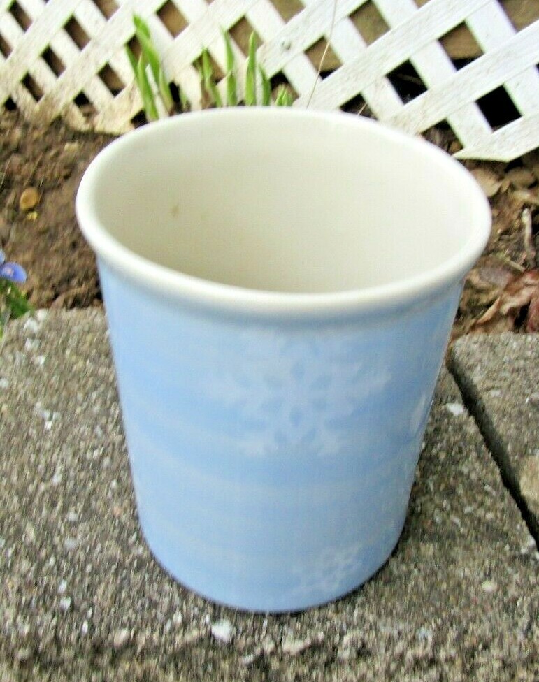 HARTSTONE POTTERY BLUE SNOWFLAKE Utensil Storage Jar - christmas pattern