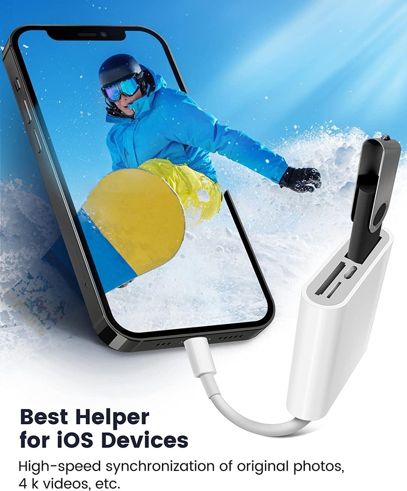 4 in 1 Micro SD/SD Card Reader for iPhone iPad Adapter with Charging Port