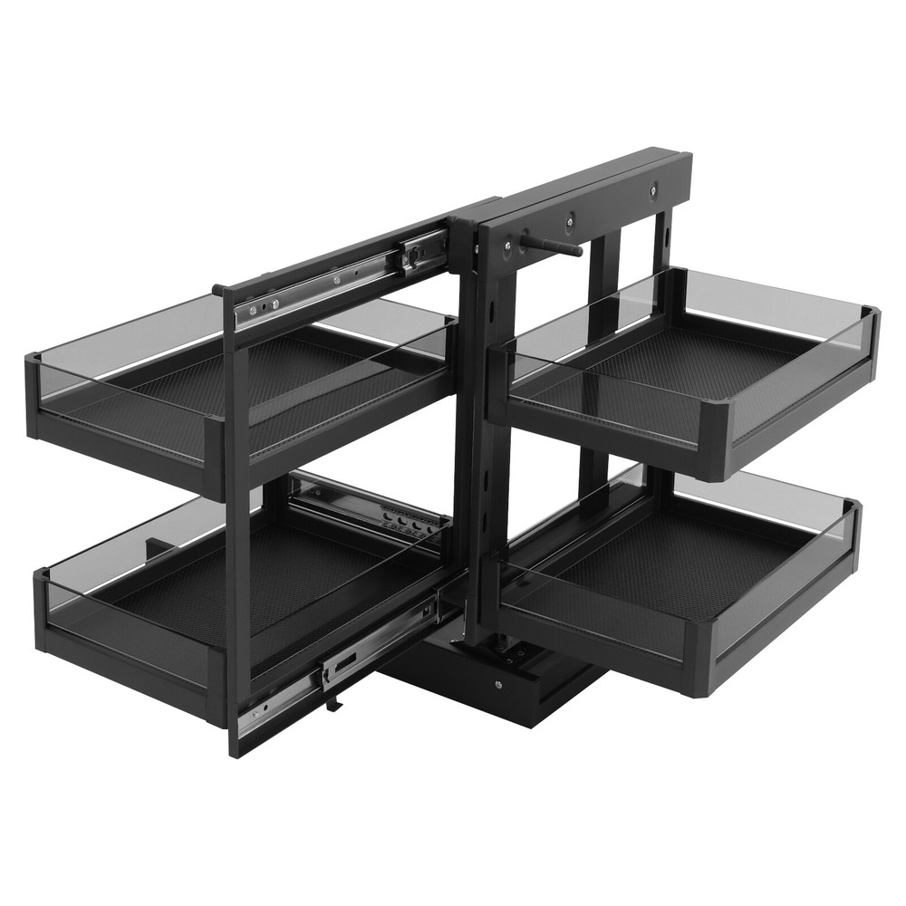 2 Tiers Blind Corner Kitchen Cabinet Organizer Pull Out Kitchen Cabinet Basket