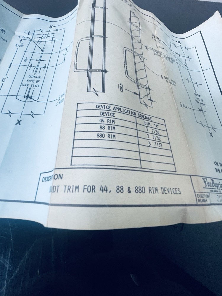 88 Series Von Duprin Exit Device - 14” Handle. Trim - Brass