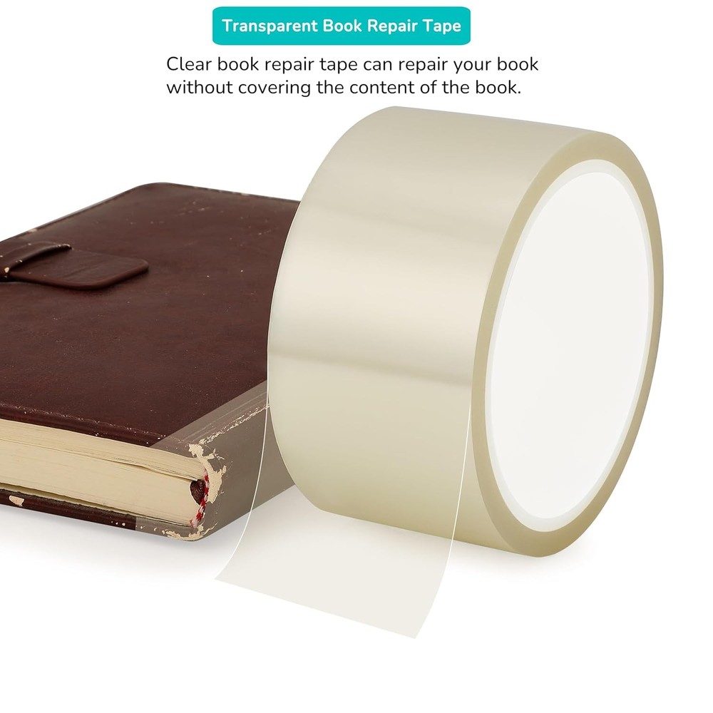 Thin Clear Book Tape 1inx108ft Archival Safe No Residue