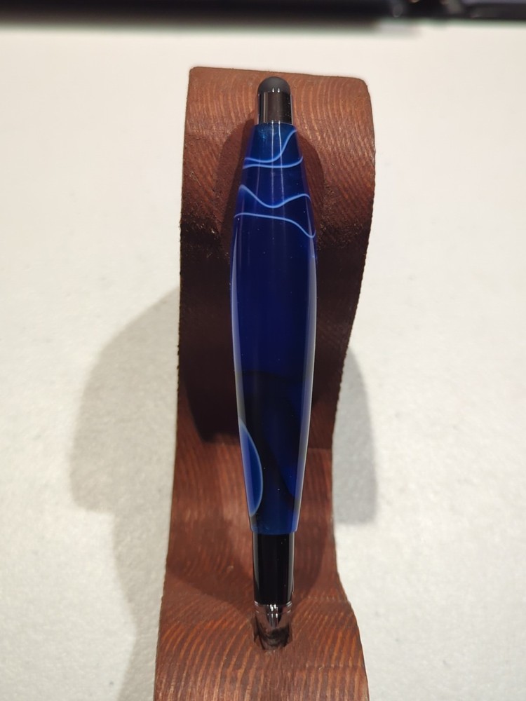 Handmade Acrylic Stylus Blue With Chrome Trim