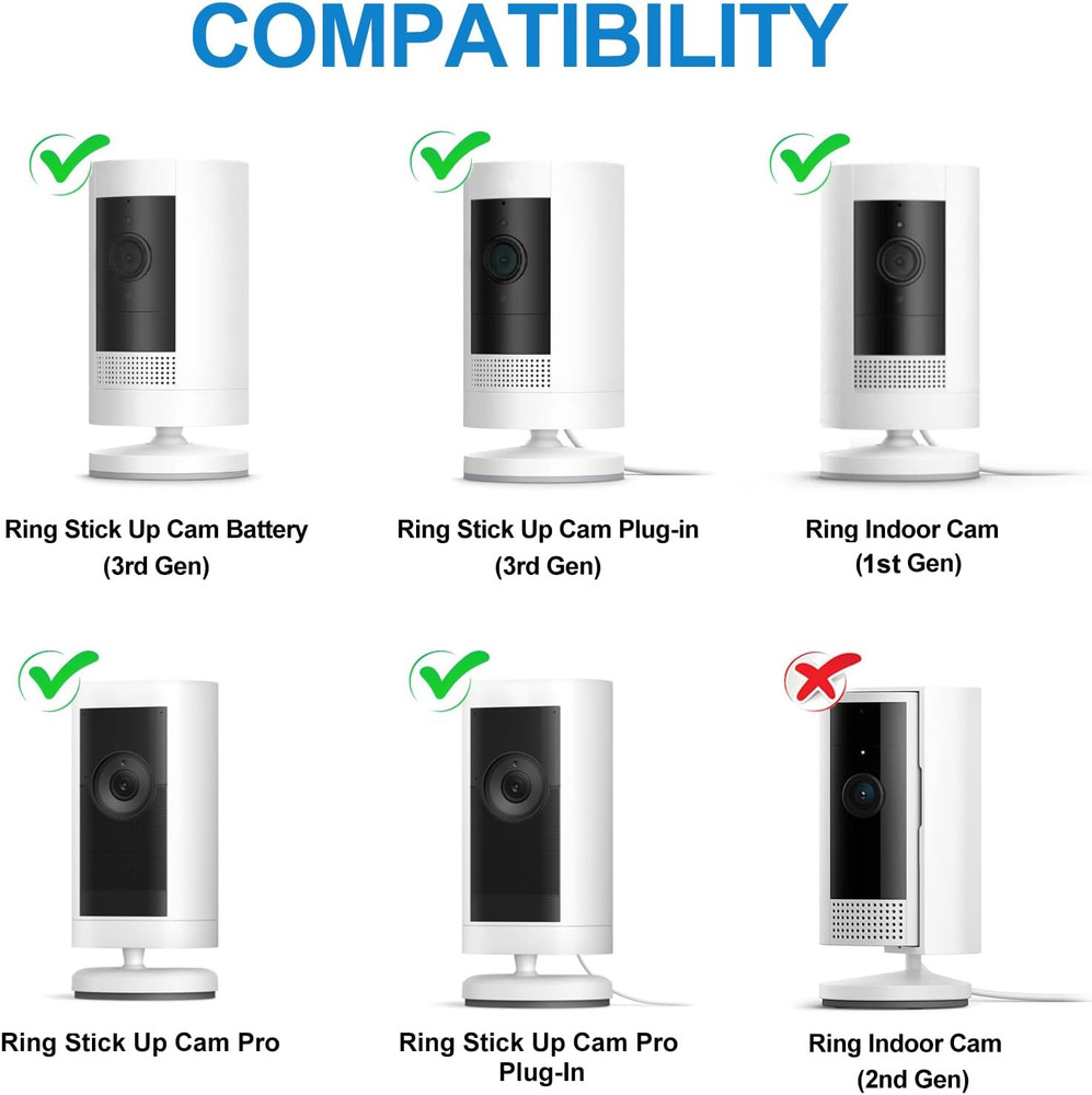 2Pack Adjustable Security Wall Mount Bracket for Ring Stick up Cam & Ring