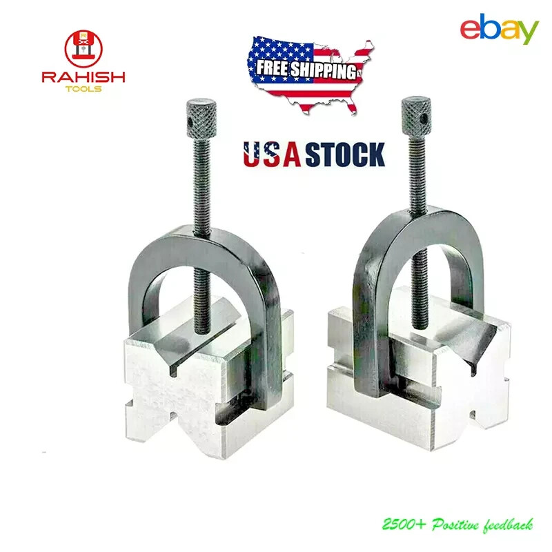 Precision Engineers All Steel V Blocks Clamp Set Vee Block Matched Pair