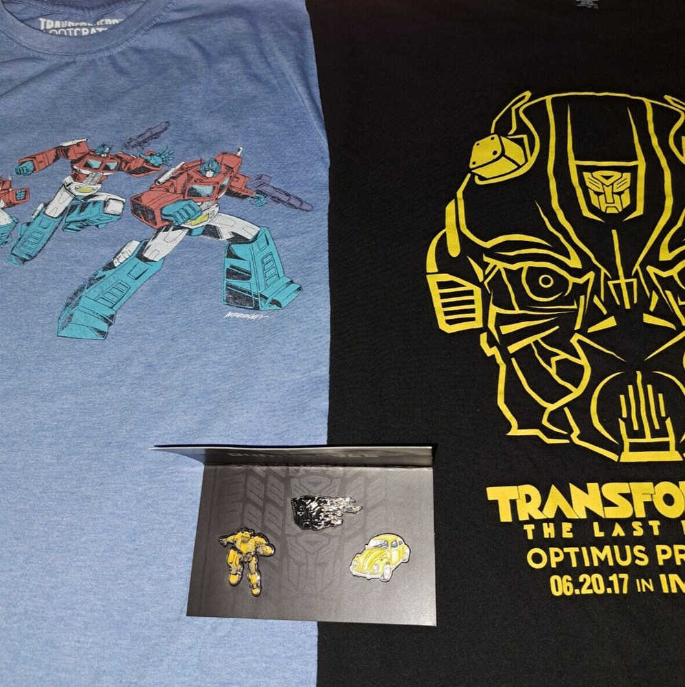 Transformers Enamel Pins Badges & 2 T Shirts