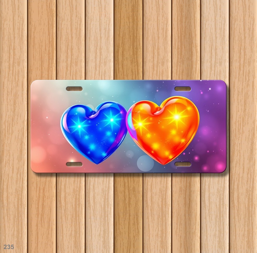 Modern Hearts License Plate Personalized Front Plate Everyday Gift