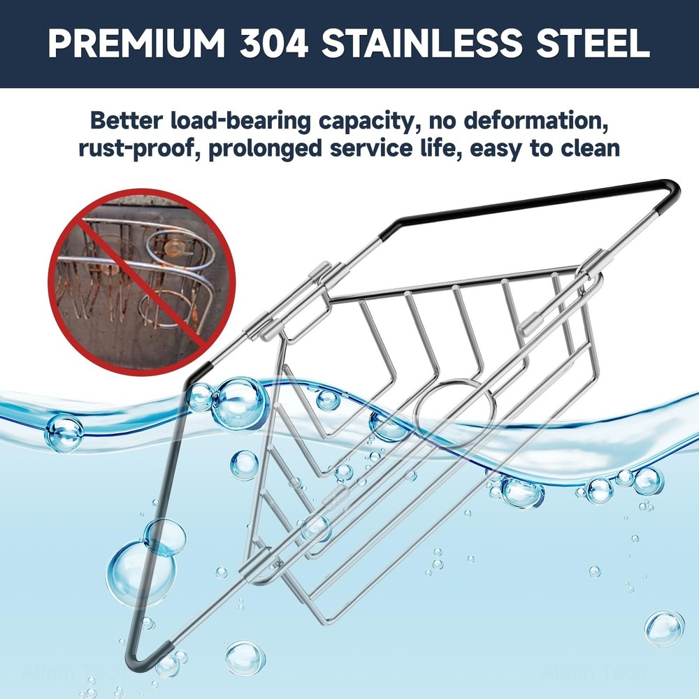 NiHome Extendable Arm Stainless Steel Kitchen Sink Corner Caddy, Easy Install...