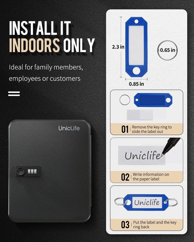 Combination Lock Resettable Digital Security Storage Box Steel Key Organizer