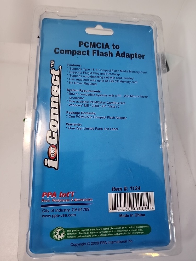 i dot connect by PPA-Int'l PCMCIA to Compact Flash Adapter PC & MAC