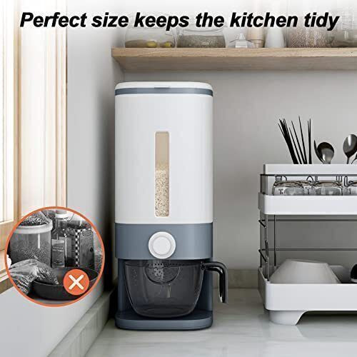KitchenPro Rice Keeper: 25Lbs Sealed Grain Storage with Lid & Measure