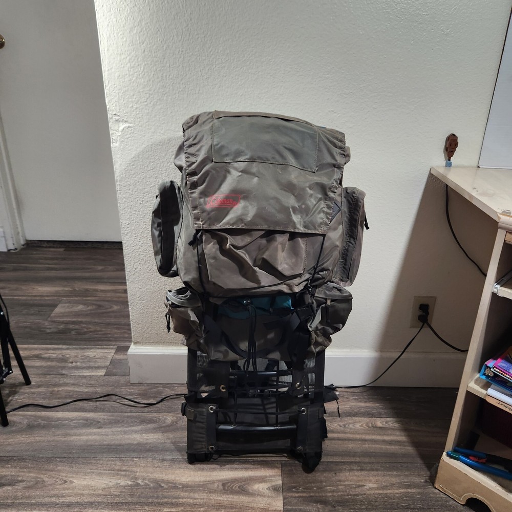 Vintage Coleman 33" External Frame Hiking Camping Outdoors Belted Backpack
