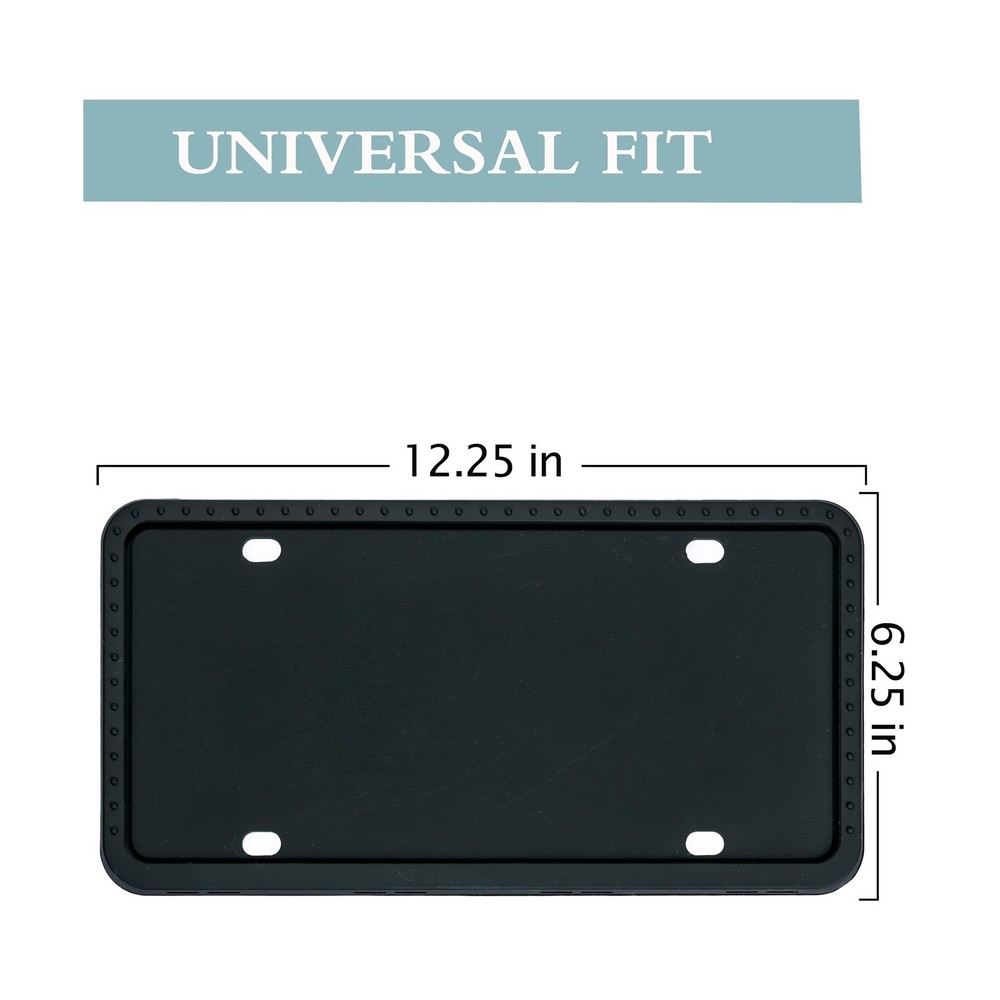 Silicone License Plate Frame - Rustproof, Rattle Proof, 2 PCS