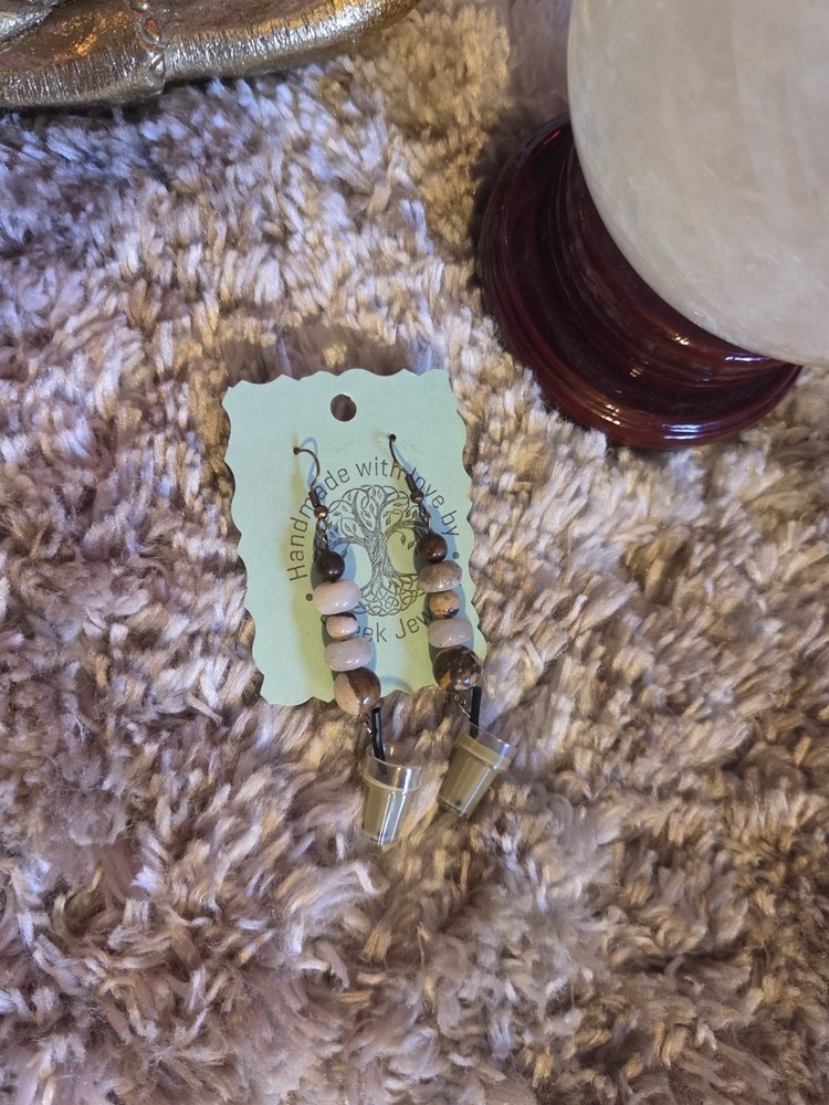 Handmade Beaded Jasper Boba Earrings