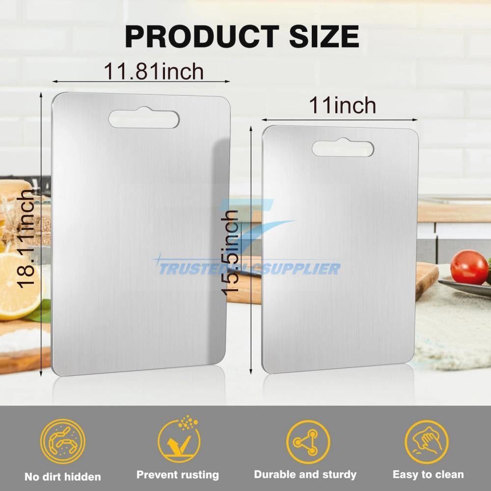 2PCS Titanium Coating Cutting Board Double-Sided Kitchen Tool Camping Size M L