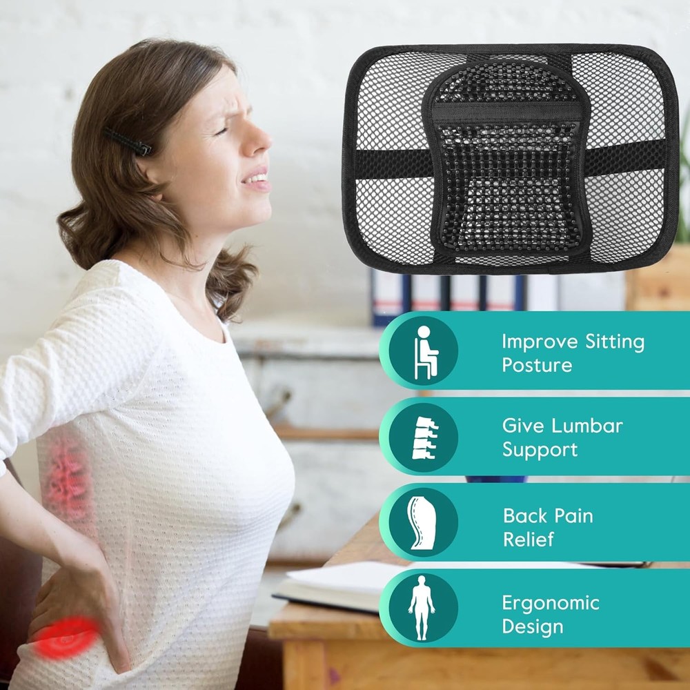Samyoung Mesh Back Lumbar Support, Back Support Seat Cushion with Breathable Mes