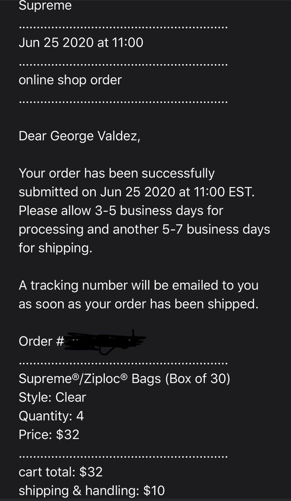 Read Description!! Supreme SS20 Ziploc **INDIVIDUAL BAG**