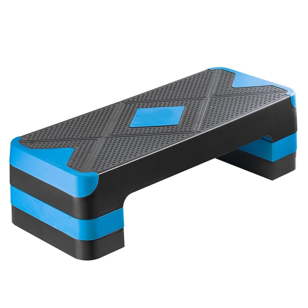 Efficient Workout Step Deck 28in 4 Height Combos Floor-Protection Blue