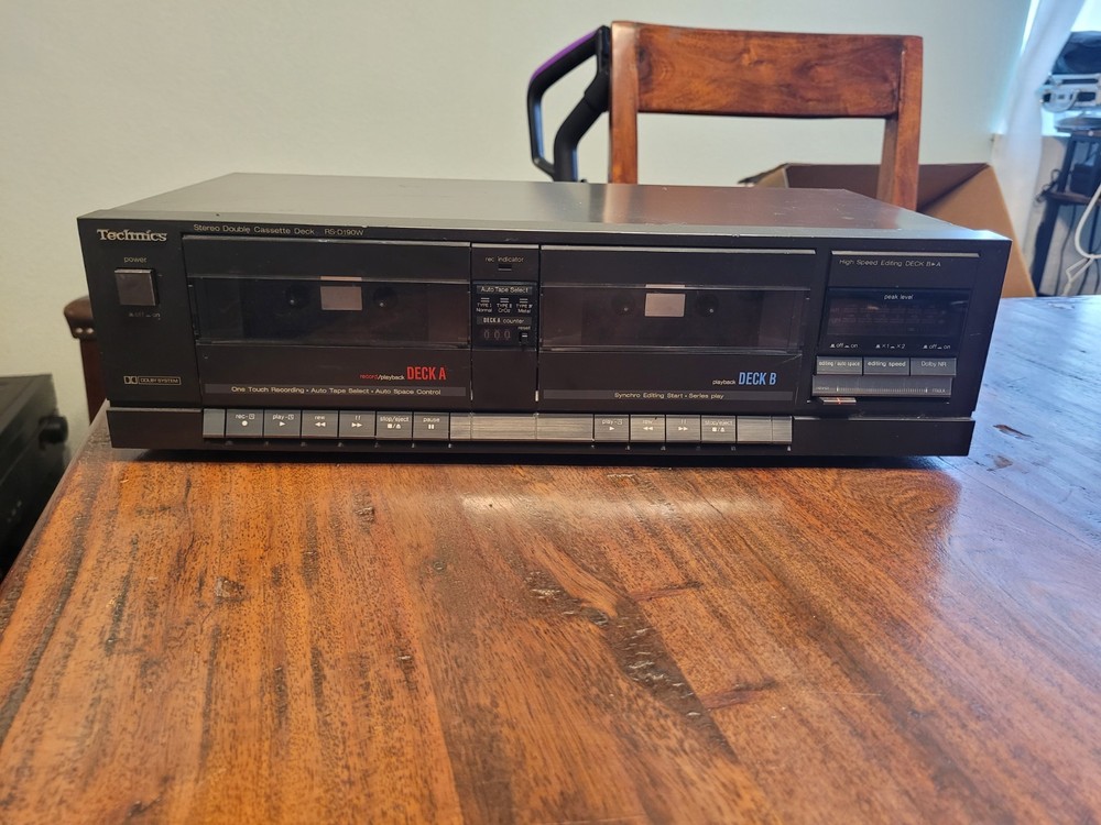Technics Stereo Double Cassette Deck RS-D190W High Speed Editing Tested Working