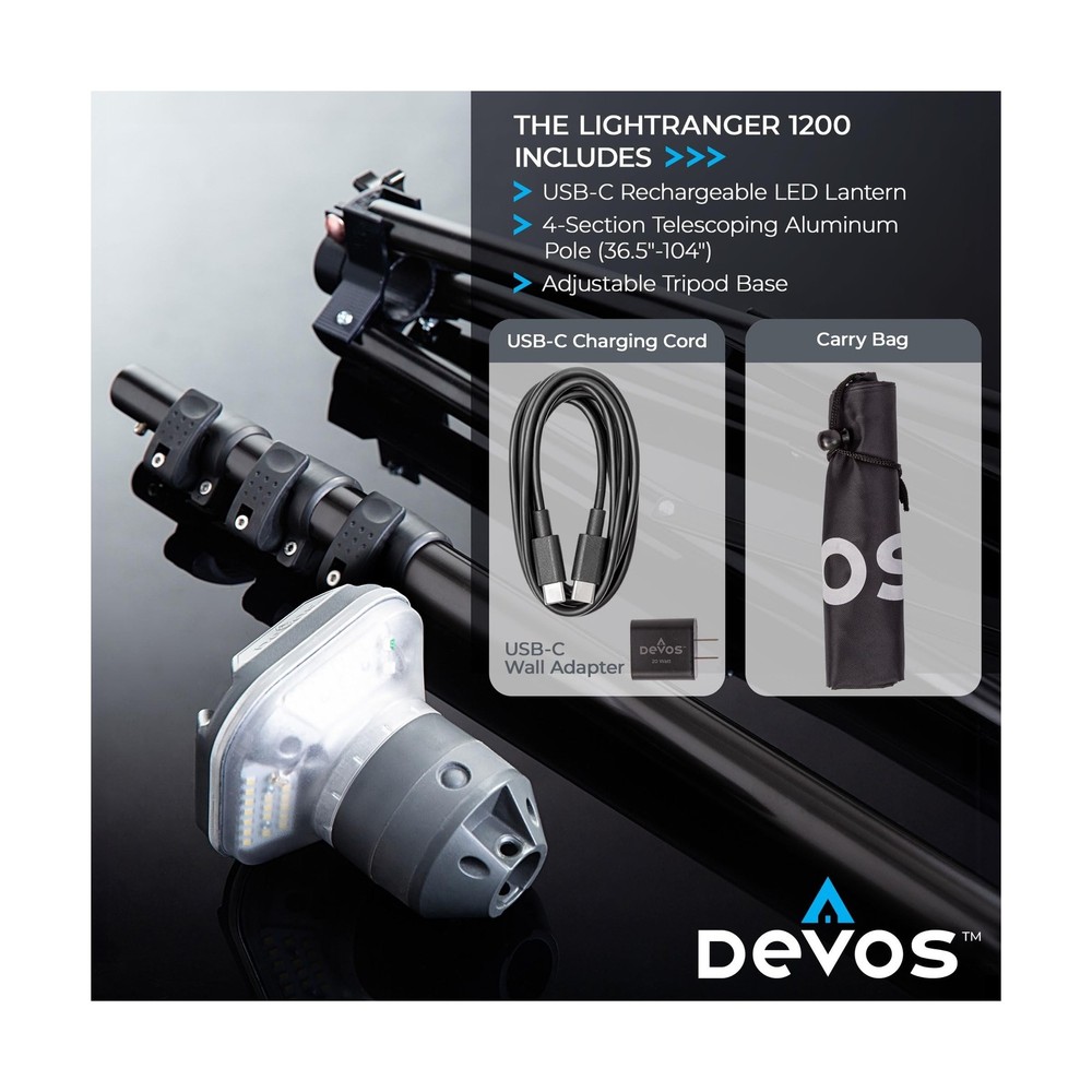 Devos Outdoor LightRanger 1200 - High-Performance LED Tripod Lantern with Adj...