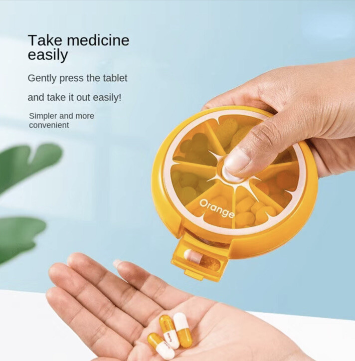 Round Weekly Pill Fruit Box Medicine Tablet Storage Organizer Container Case Tab