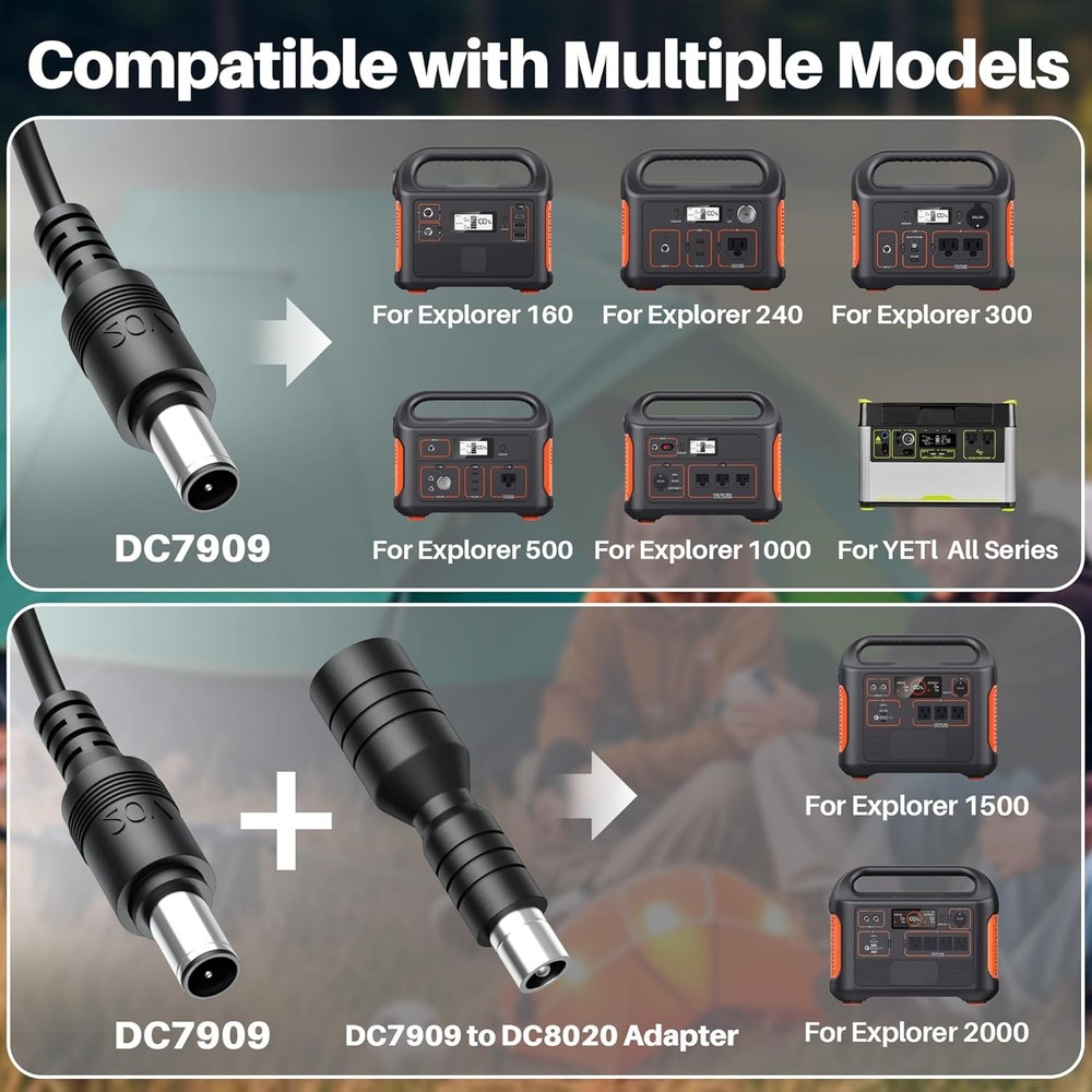 20Ft 16AWG Extension Cable for Solar Panel Adapter, Fits Most below 200W