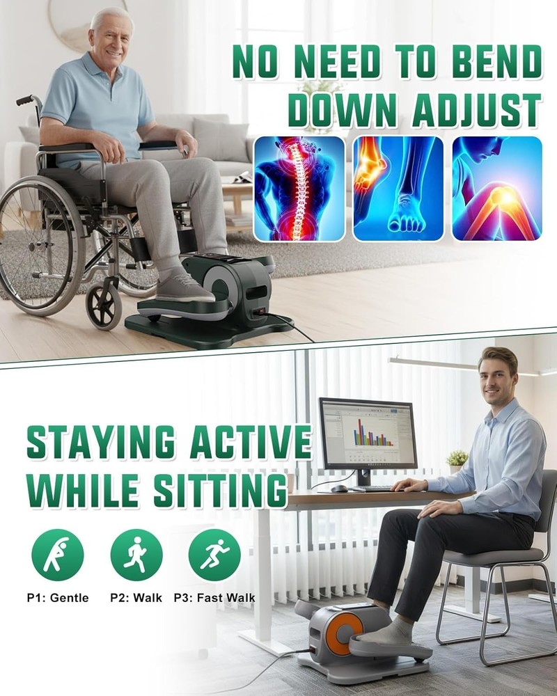 ® 019 Under Desk Elliptical 12 Adjustable Speeds Motorized Leg Exerciser While