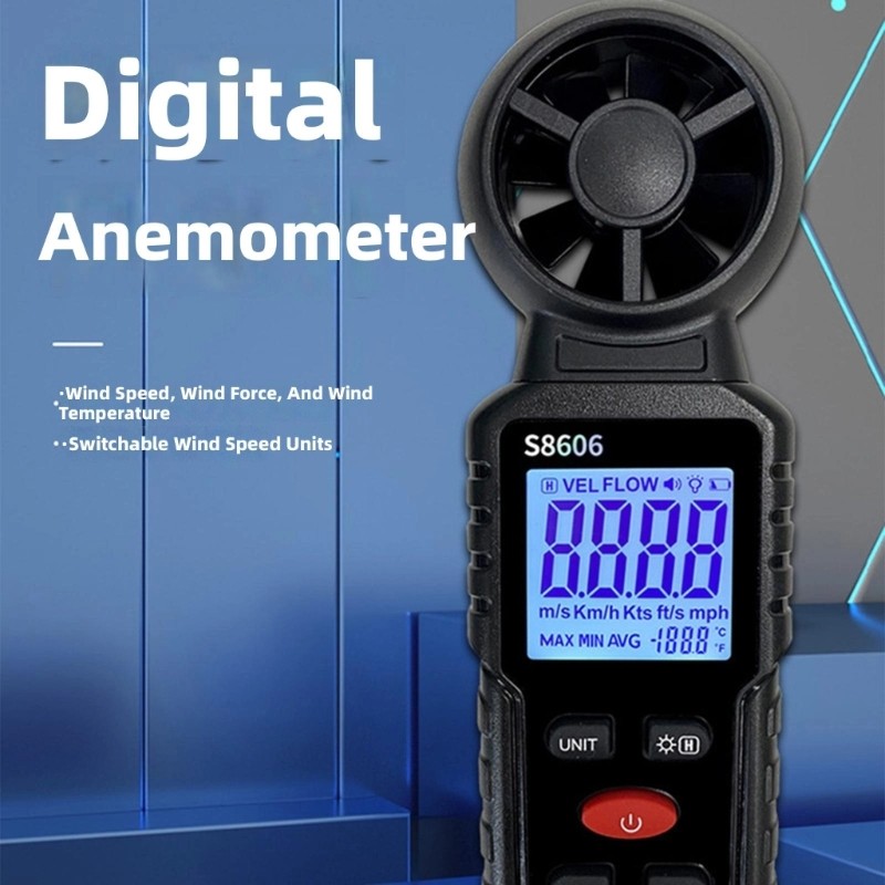 Wide Ranges Wind Tester Digital Anemometer ABS for Various Environment