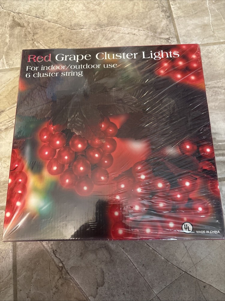 Red Grape Cluster Lights 2 Sets - 6 Cluster String - 100 Lights Per String