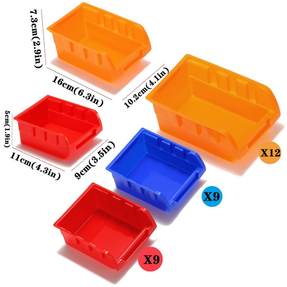 30-Bin Wall Mounted Storage Bins Kit, Tool Organizer Rack, Garage Hardware Or...