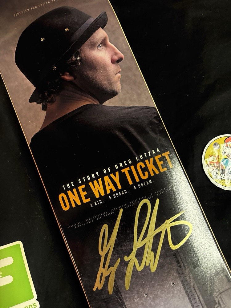 RARE SIGNED Greg Lutzka One Way Ticket Documentary Skateboard Deck AUTOGRAPHED