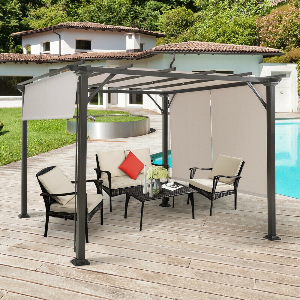 2PCS 16x4 Ft Universal Replacement Canopy for Pergola Structure Sun Awning Beige