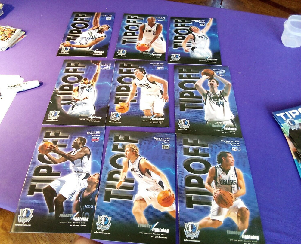 9 DALLAS MAVERICKS PROGRAM 2001-02 ROCKETS SPURS  SONICS BUCKS NETS WARRIORS