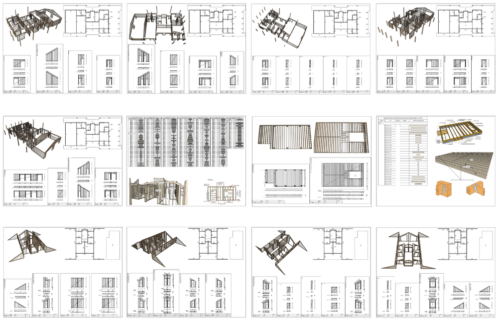 100’x54’ 4-Beds 4-Baths Charming A-Frame Architectural Build Plans PDF Download
