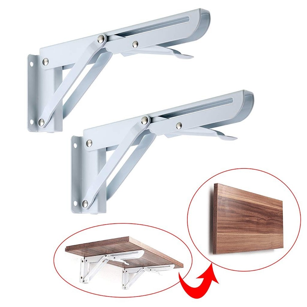 Sturdy Folding Shelf Brackets - Heavy Duty Metal Triangle Table Bench Folding...