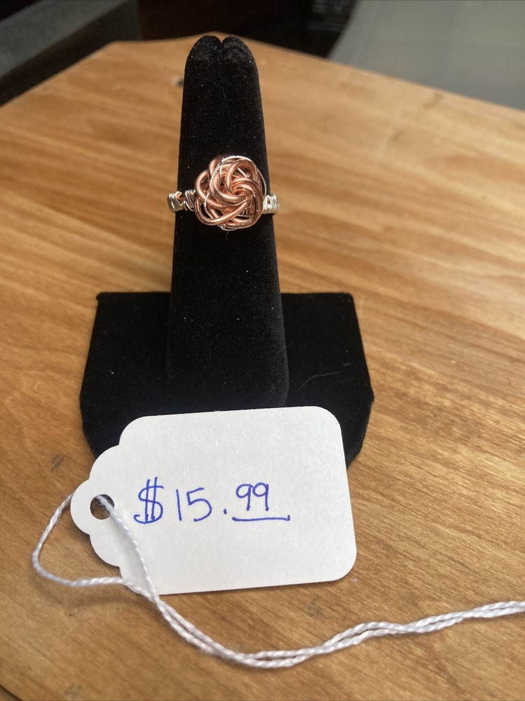 Rose Ring Silver Plated Copper/ Copper Protective Coat Sz 6 Handmade