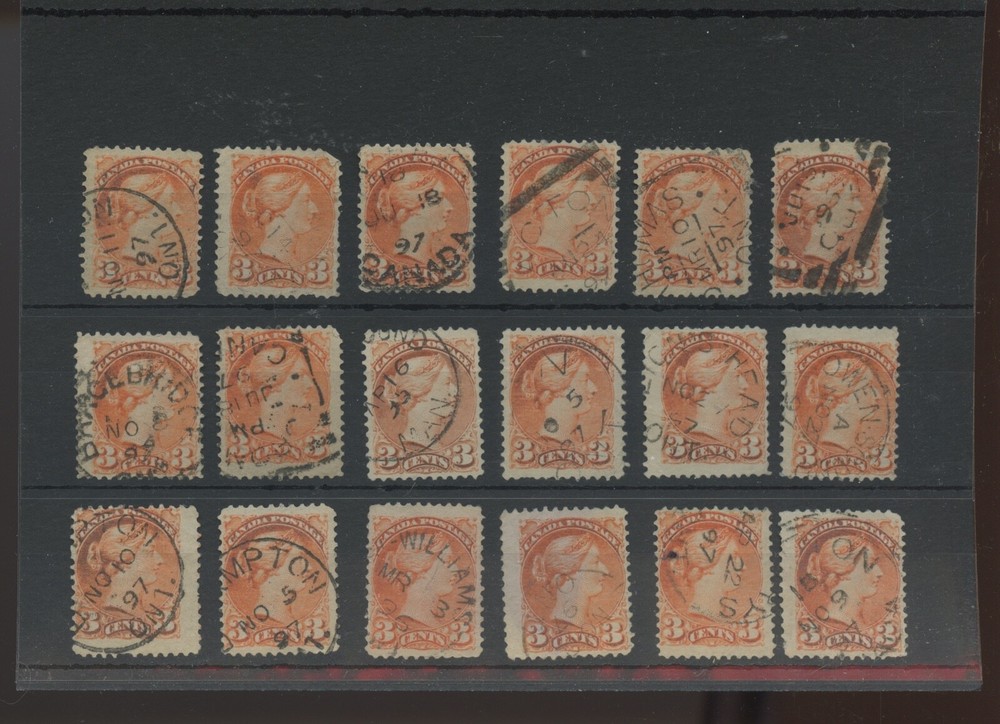🍁  3 cent DATED COPIES plus Squared Circles x 18 Small Queen lot used Canada