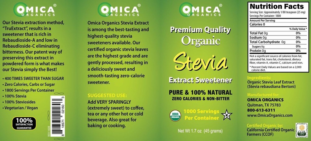 Stevia Extract Powder, Organic (1.8 oz)