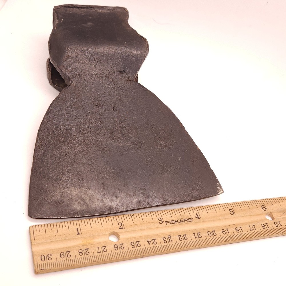 Antique Axe Head Hand Forged Hewing Hatchet Broad Head Flat On One Side Log Axe